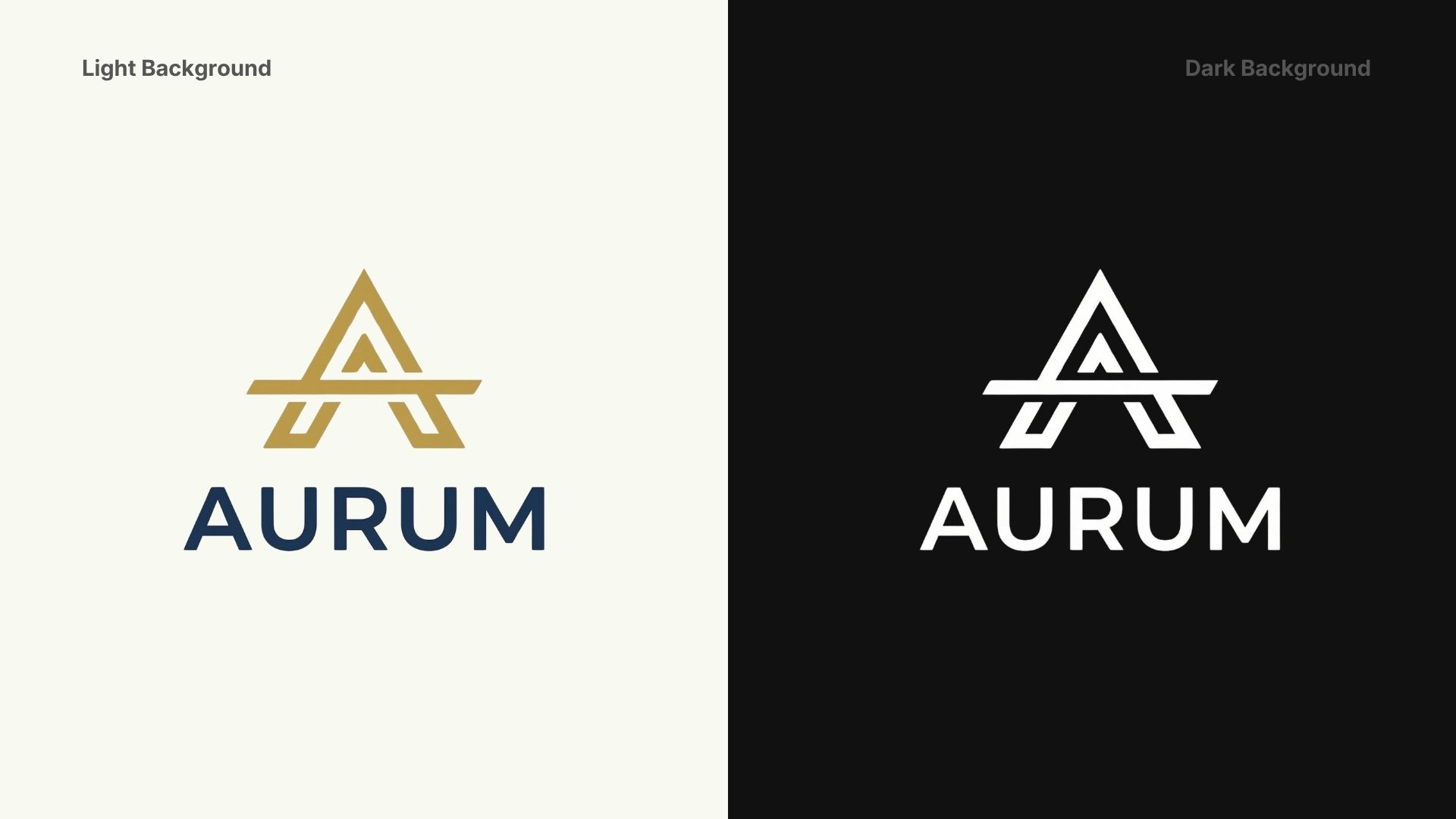 Aurum logo on light and dark backgrounds